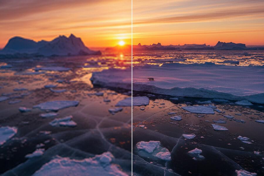 Before and after travel photo enhancement example